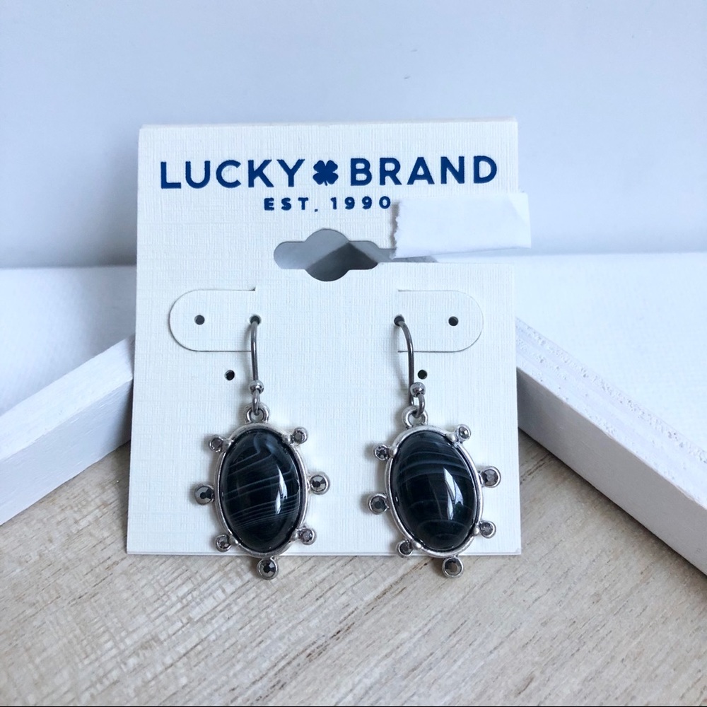 Lucky Brand black agate drop earrings - new